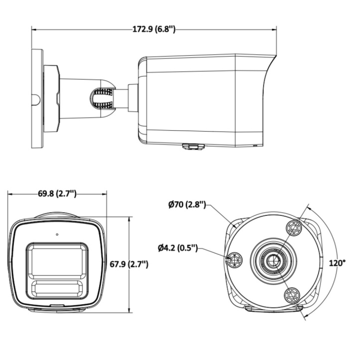 Rysunek techniczny kamery Hikvision 6Mpx